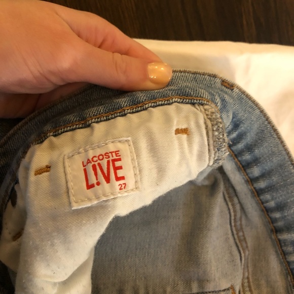 Lacoste mid rise straight leg light wash jeans size 27 - Picture 2 of 5